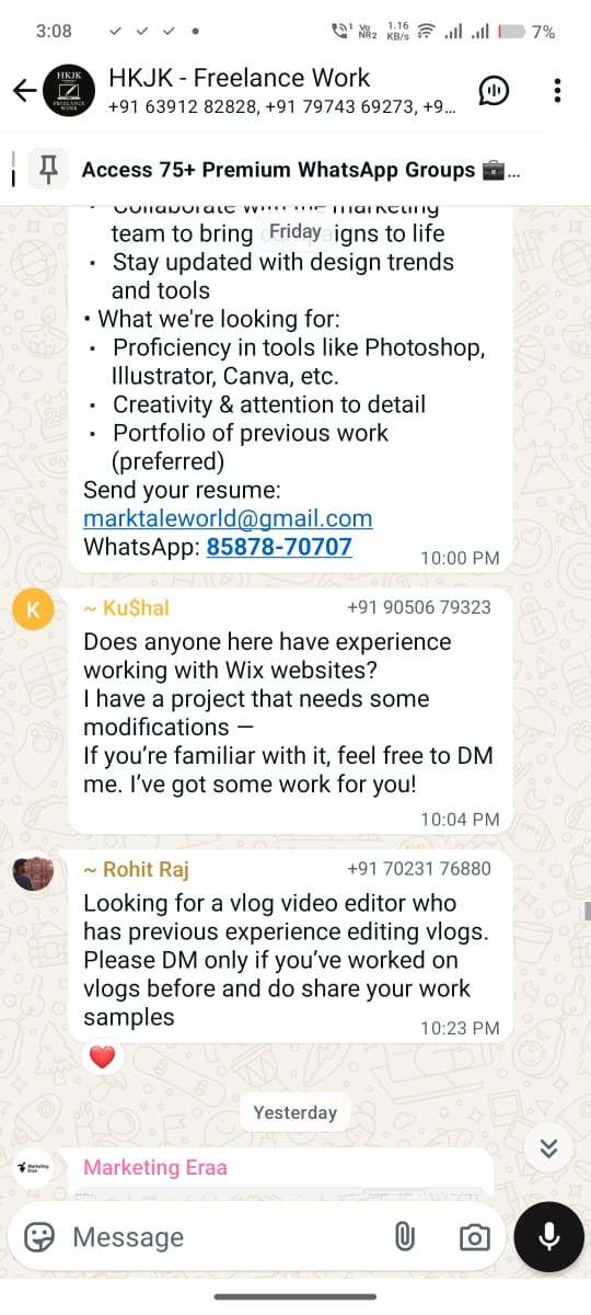 Client chat screenshot